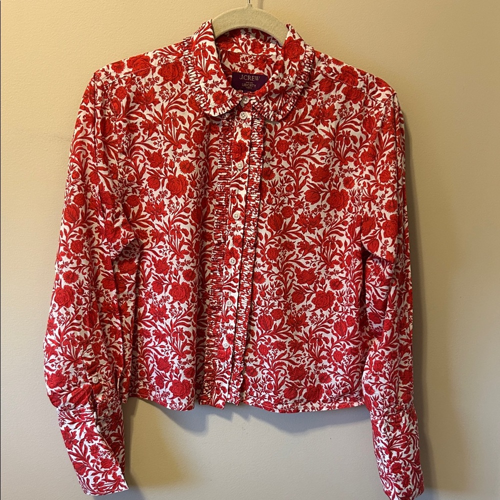 J. Crew Liberty Red Floral Blouse